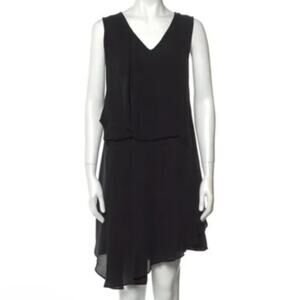 Ulla Johnson 100% Silk Black Drapey Asymmetrical Sleeveless Dress Size 8